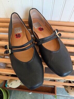 Dolce Vita Womens Black Mary Jane Flats Size 10 Faux Leather Double Straps